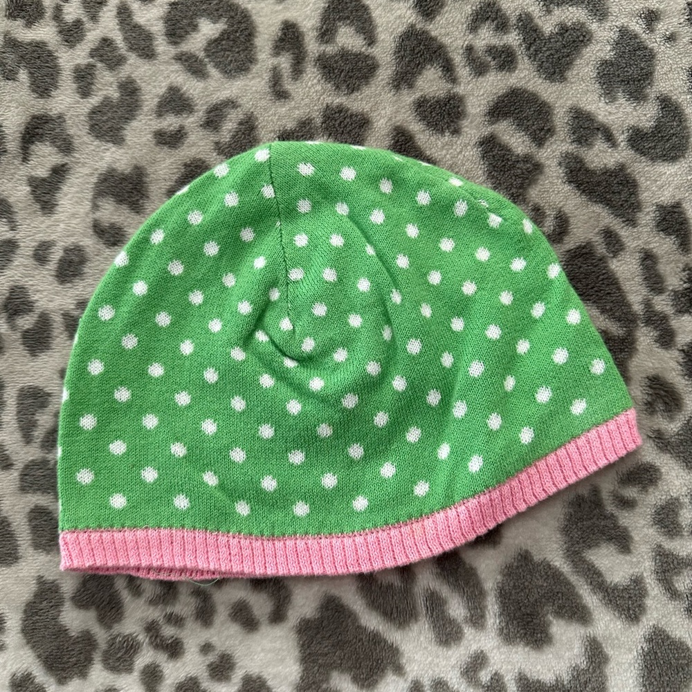 2008 babyGap  Lightweight Polka Dot Hat in Green White & Pink Size 18-24 months